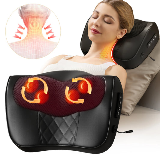 Neck Massage Pillow Electric Cervical Massager Waist Back Shoulder Shiatsu Kneaded Multifunctional Hot Compress Relaxation Gift