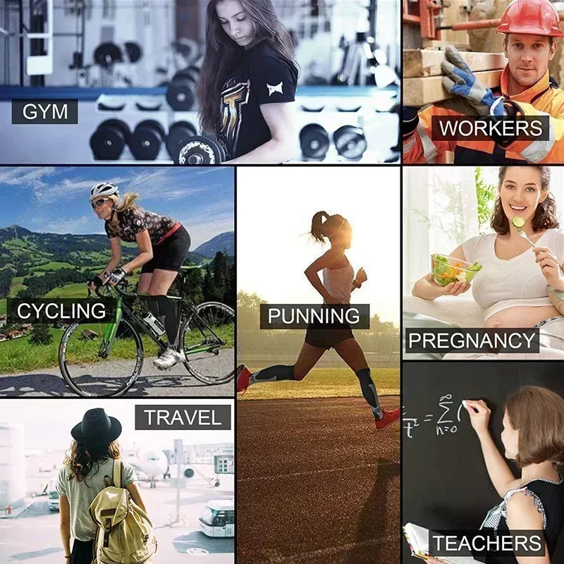 1 Pair Women's & Men's Compression Socks 15-20 mmHg Knee High Stocking for Cycling Soccer Running Athletic Calf Socks