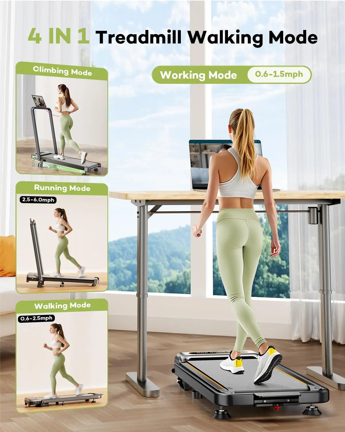 Foldable Treadmill With Incline Up To 12 Percent Horsepower
