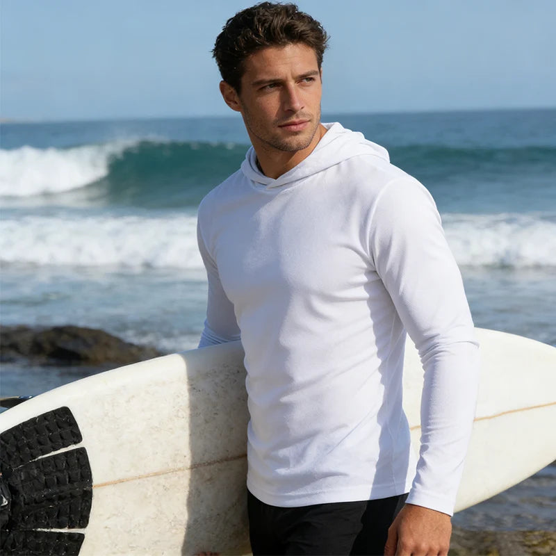 Men's Long Sleeve Hooded T Shirt For Running And Fitness