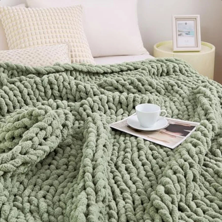 Craft of Weaving Chunky Knit Blanket Throw 100 Cotton Chenille