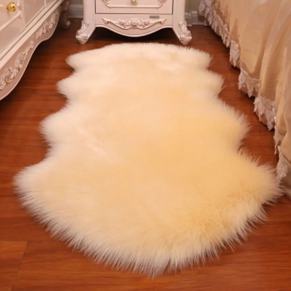 Washable Soft Faux Fur Long Hair Shag Rug Non Slip Bedroom Floor Mats