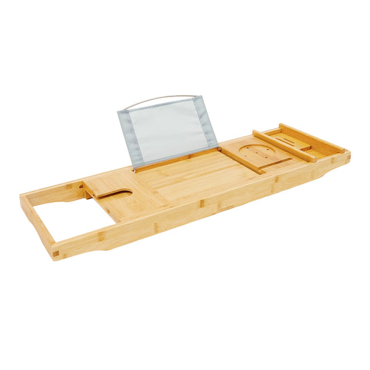 Hign-concerned Bamboo Bathtub Caddy Tray Expandable Over Tub Bath Rack