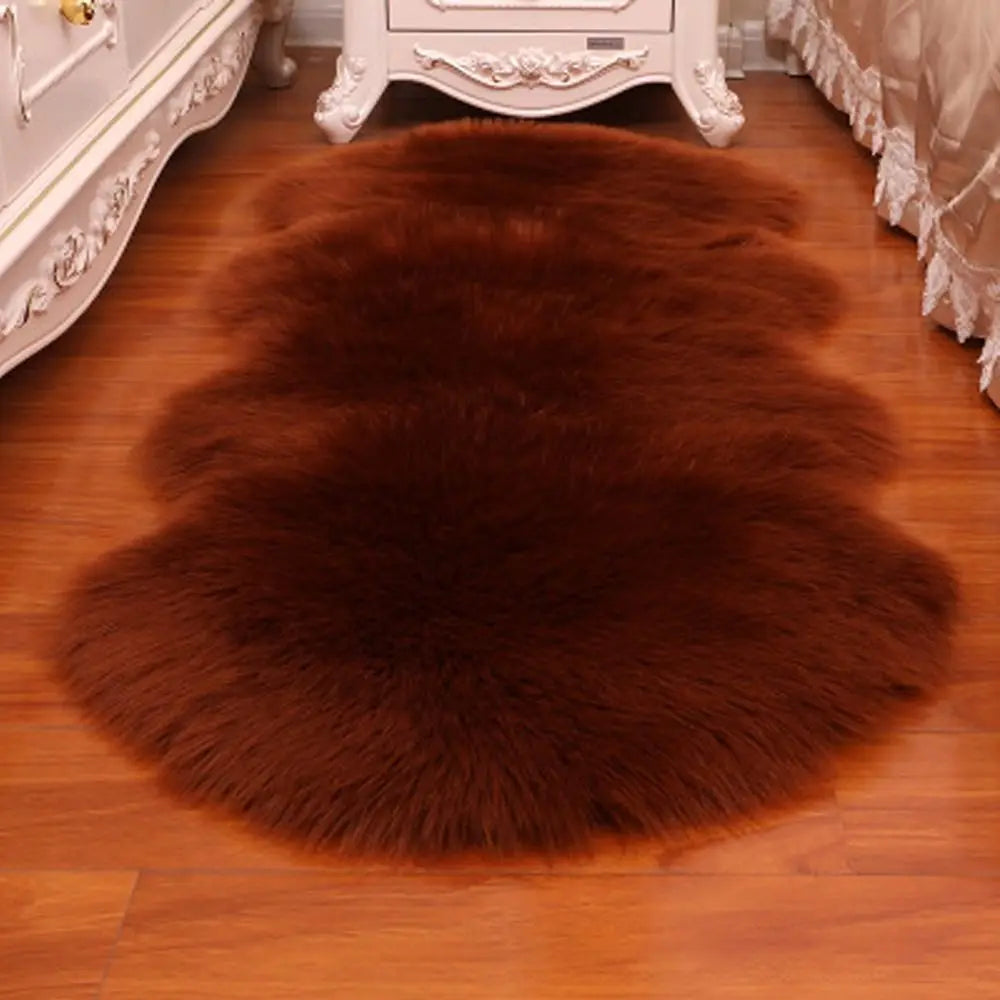 Washable Soft Faux Fur Long Hair Shag Rug Non Slip Bedroom Floor Mats