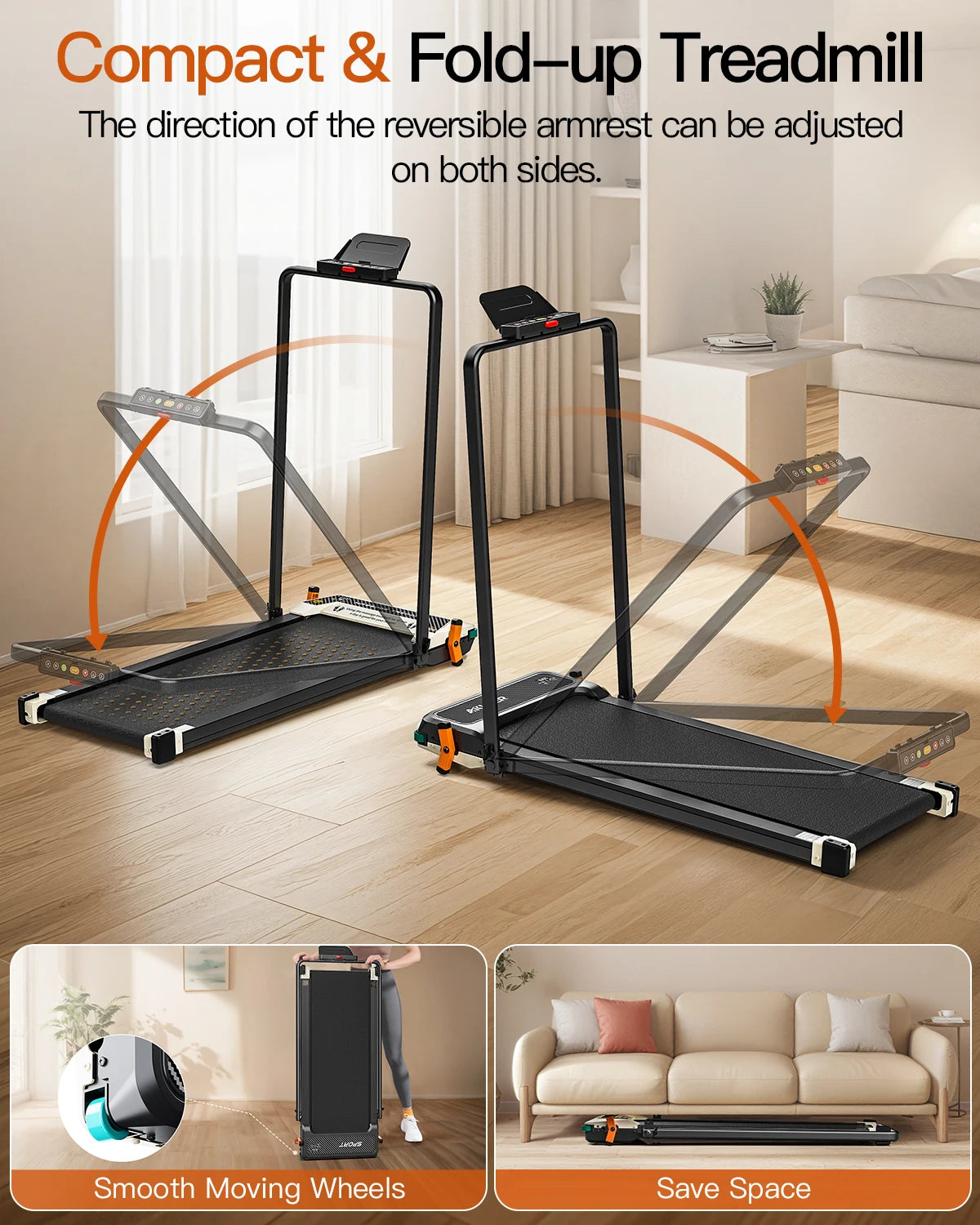 AKLUER Walking Pad Treadmill For Home TwoPointFiveHP 2 In 1