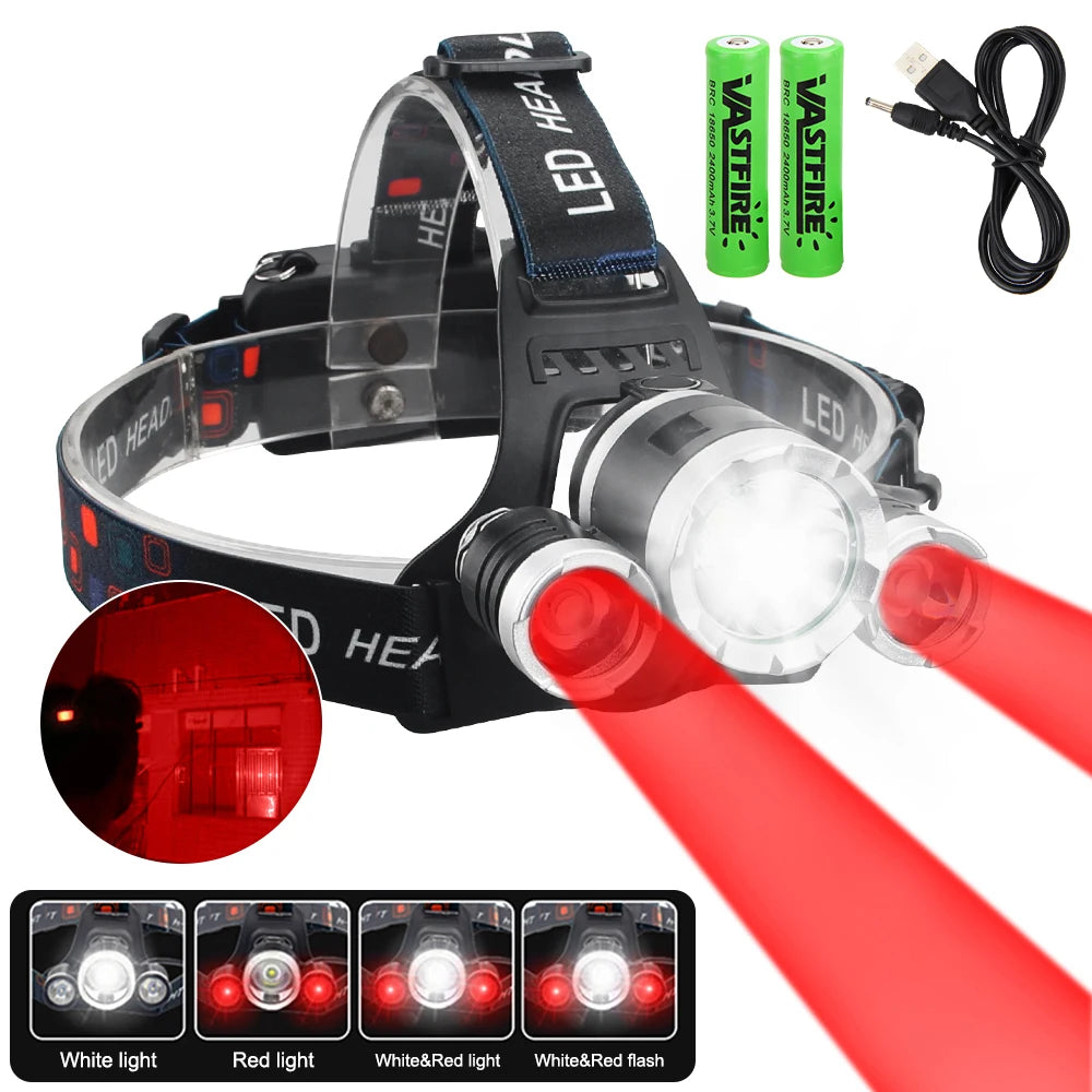 VASTFIRE LED Headlamp USB Rechargeable 90 Degree Adjustable
