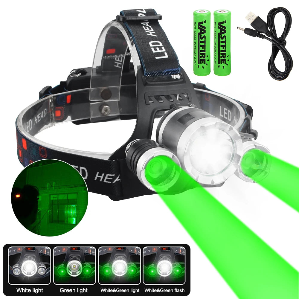VASTFIRE LED Headlamp USB Rechargeable 90 Degree Adjustable
