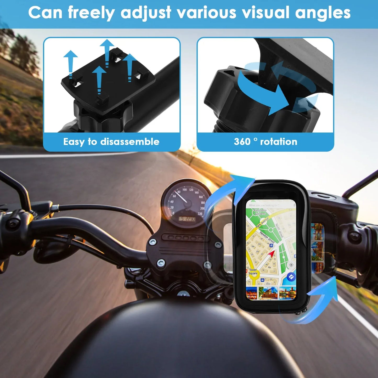 Charger 360 Degree Rotatable Bike Phone Holder Handlebar Bag
