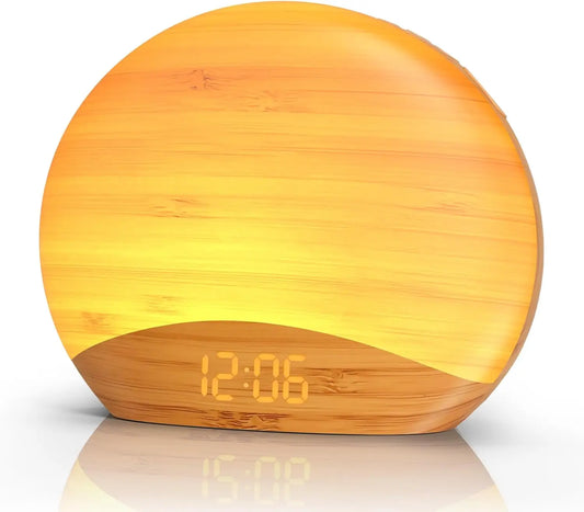 Natural Wood Sunrise Alarm Clock With 26 Soothing Sounds