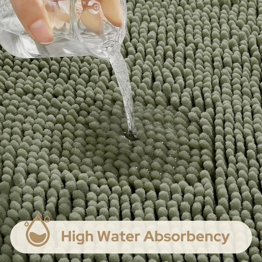 Three Piece Bathroom Rug Set Ultra Soft Chenille Bath Mats