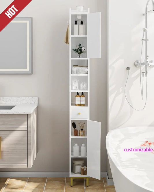 XMSJ Tall Freestanding Bathroom Cabinet With Adjustable Shelves