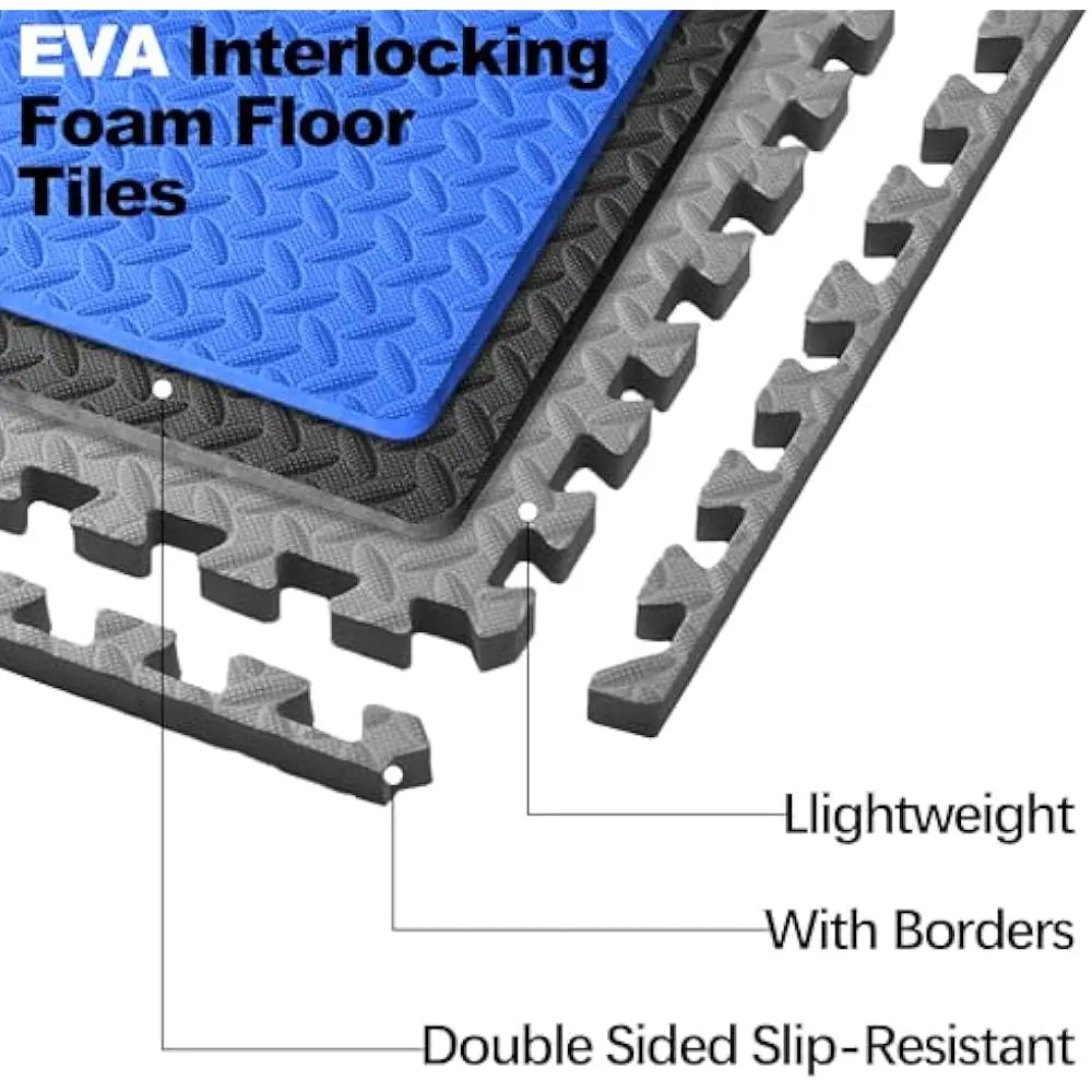 Interlocking EVA Floor Mats 36 Piece Shock Absorbing Workout Tiles