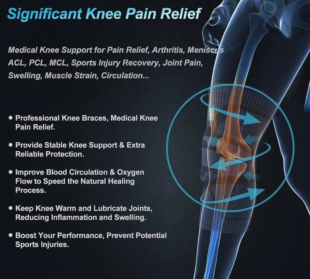 Hign-concerned Knee Brace For Pain Relief With Side Stabilizers Gel Pads For Meniscus Tear Recovery Unisex