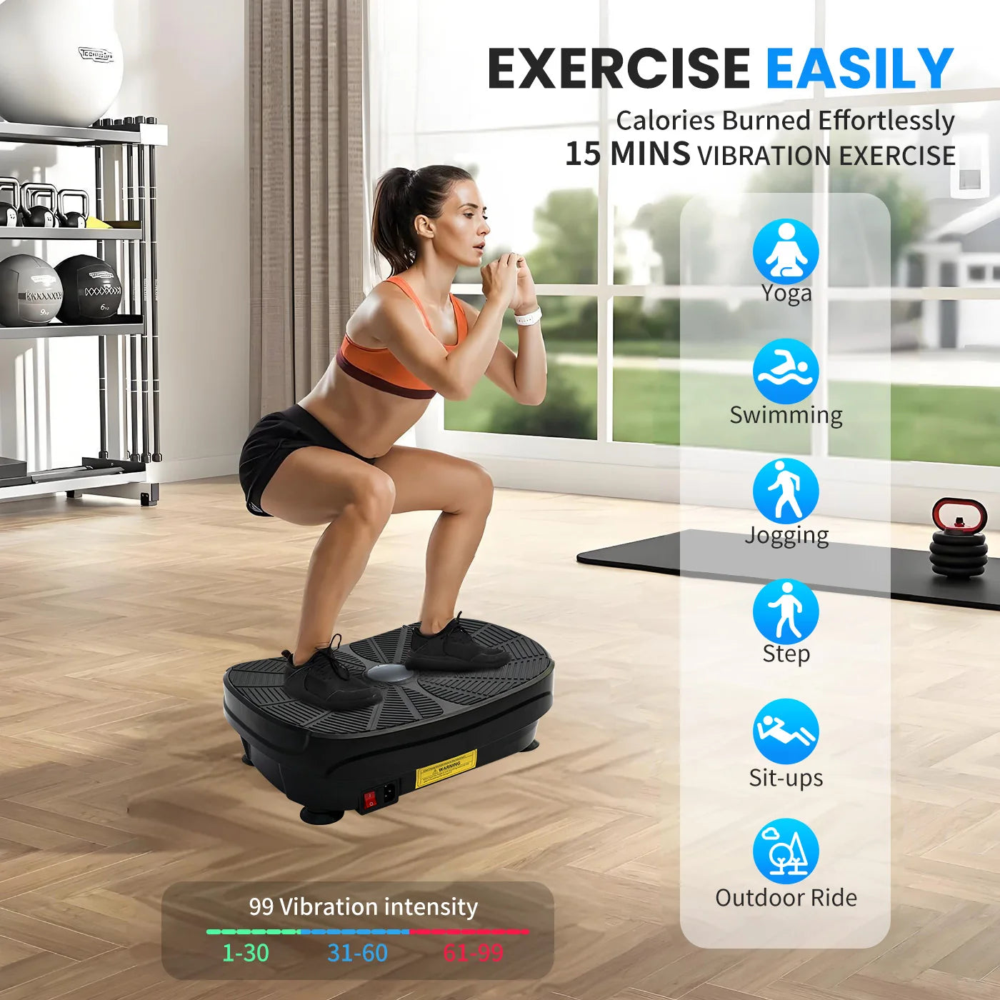 Portable Vibration Plate Whole Body Exercise Kit With Resistance Bands