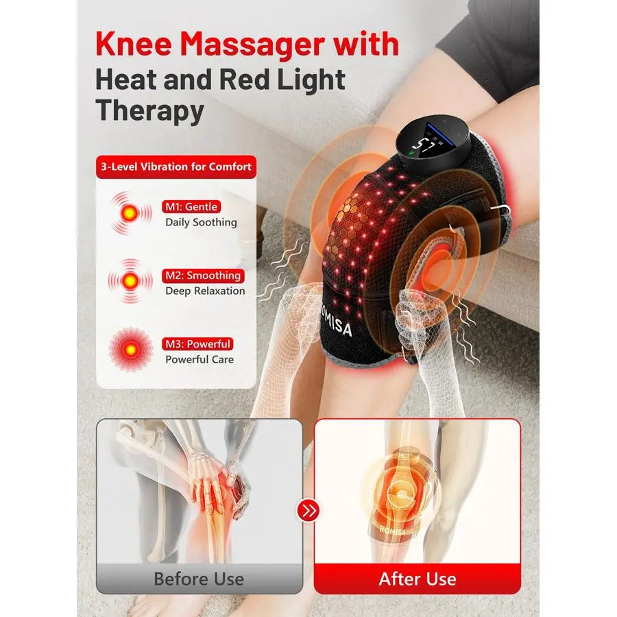 Light Therapy Knee Brace With Heat and Massage Cordless Controller