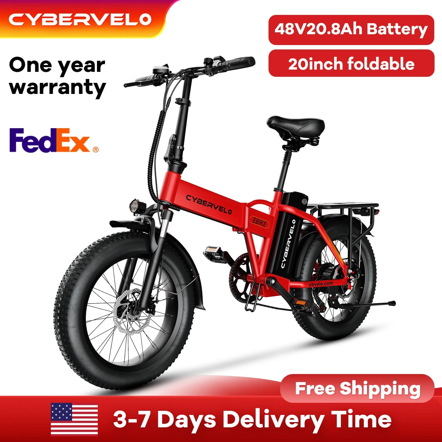 CYBERVELO MARS700 Folding Ebike With Removable Battery 1000W 28MPH