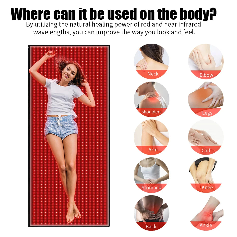 Full Body Red Light Mat 71x31 Inch Infrared Therapy Pad