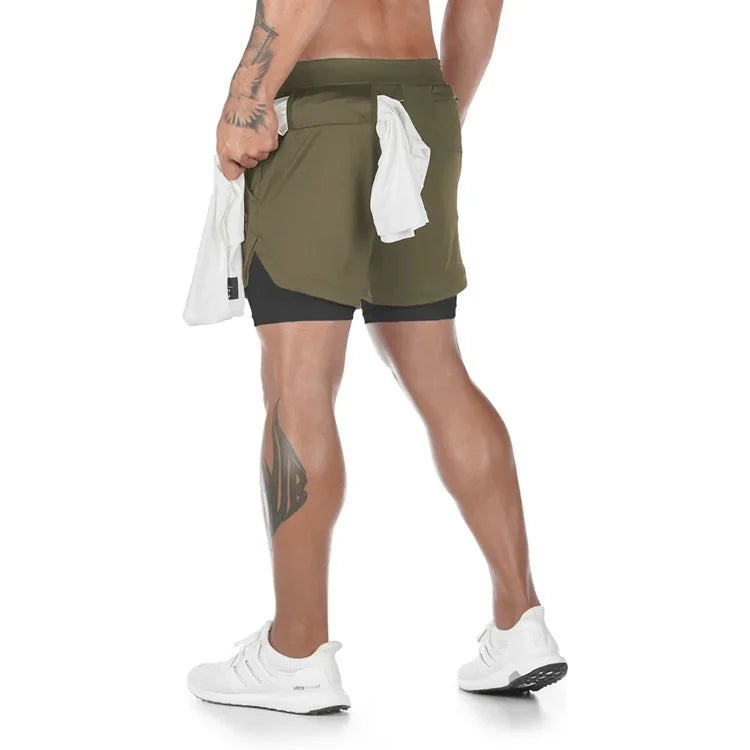Men Running Shorts Quick Dry 2 In 1 Gymnasium Fitness