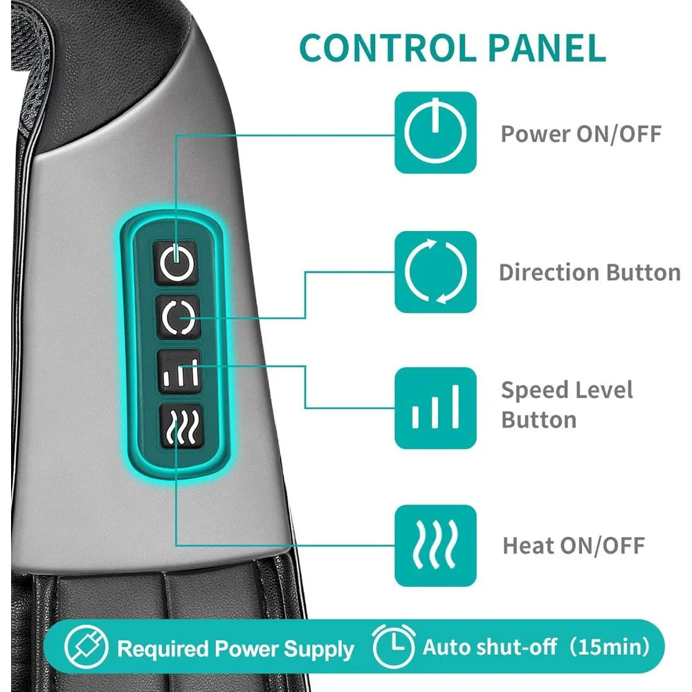 Shiatsu Neck and Back Massager with Soothing Heat, Electric Deep Tissue 3D Kneading Massage Pillow