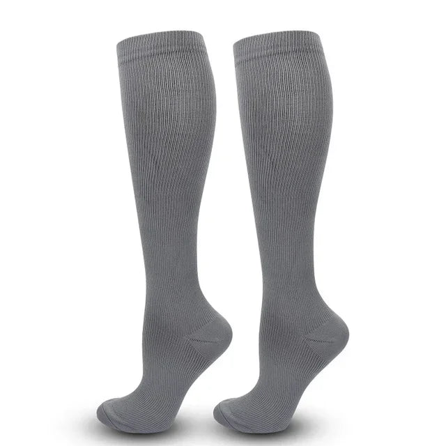 1 Pair Women's & Men's Compression Socks 15-20 mmHg Knee High Stocking for Cycling Soccer Running Athletic Calf Socks