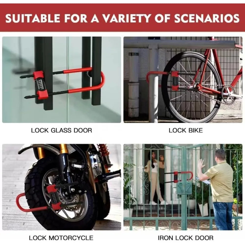 Hign-concerned U-Lock Five-Digit Code Long Shackle Bicycle Lock Tamper-Resistant Weatherproof