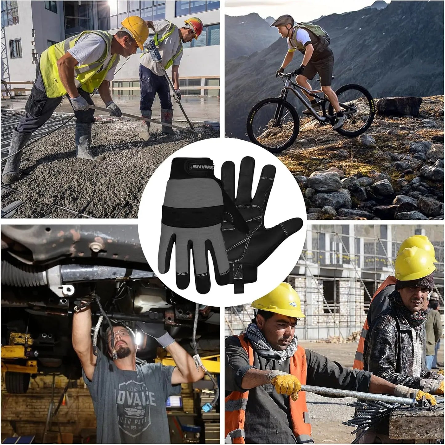 Flexible Padded Palm Safety Work Gloves for Gardening Construction Mechanics