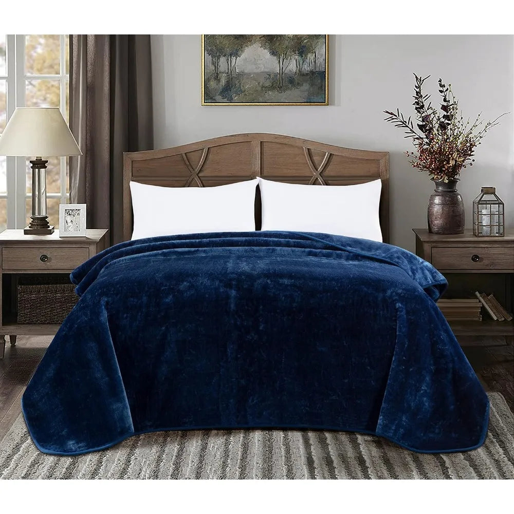 Collection Heavy Single Ply 9 Lbs Korean Style Faux Mink Blanket, 750GSM Thick Silky Soft Plush Raschel Mink Blanket, 85