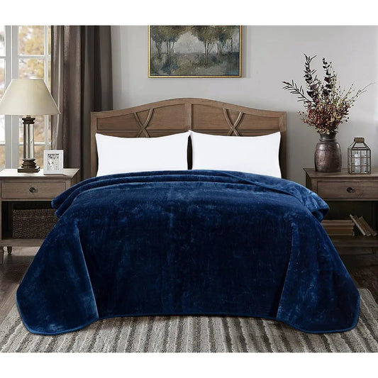 Collection Heavy Single Ply 9 Lbs Korean Style Faux Mink Blanket, 750GSM Thick Silky Soft Plush Raschel Mink Blanket, 85