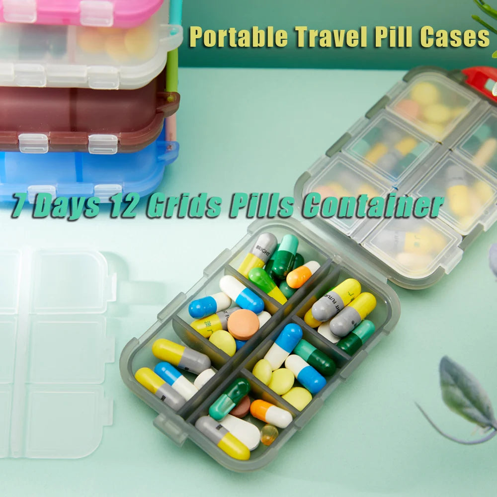 MERALLE Weekly Portable 7 Day Travel Pill Organizer Box