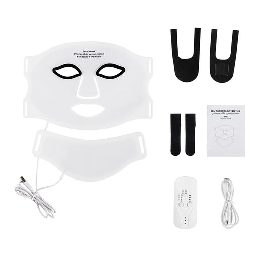 Foreverlily Silicone LED Mask With Neck 7-Color Infrared Light Therapy