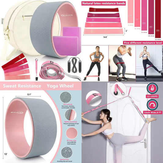 WYRJXYB ElevenInOne Yoga Wheel Set BackSupport RollerBlocks Straps CarryBag Included