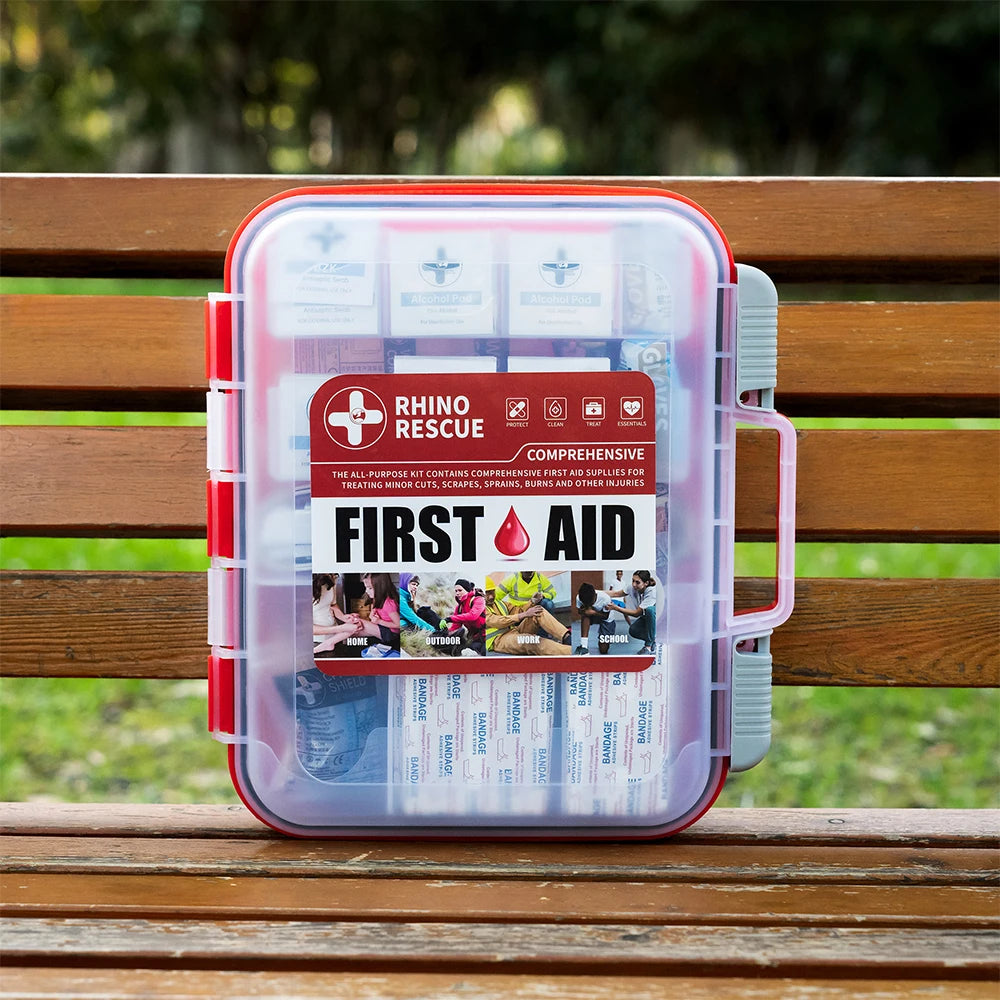 Rhino Rescue 350 Pieces First Aid Kit For Home Office