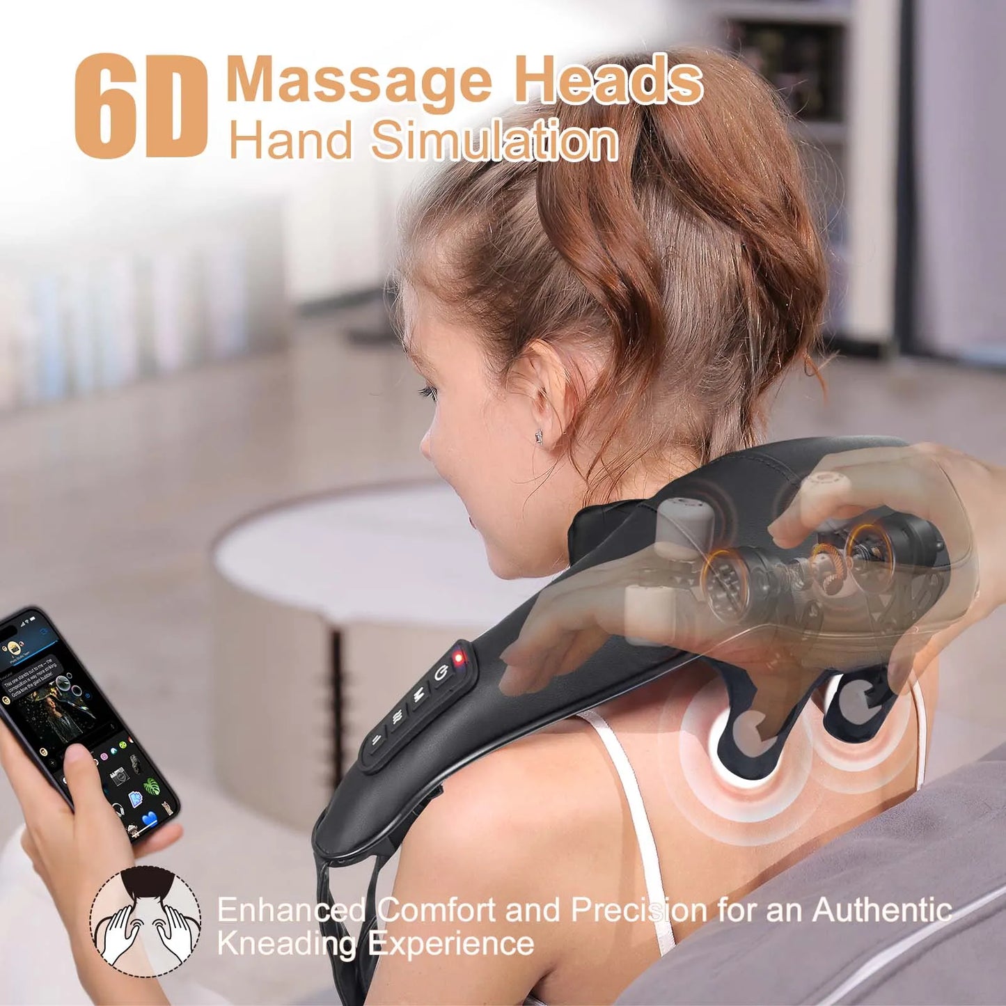 MASGREE Shiatsu Back Neck Massager With Heat Cordless 3D Kneading