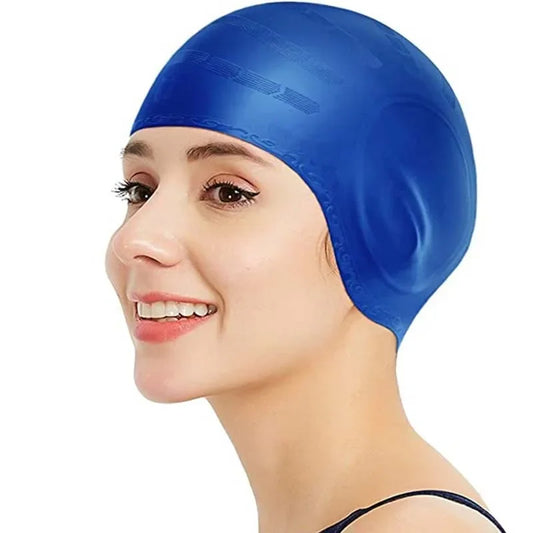 Waterproof Swimming Cap - High Elasticity, Ears Protection, Large Silicone Diving Cap for Enhanced Comfort and Durability