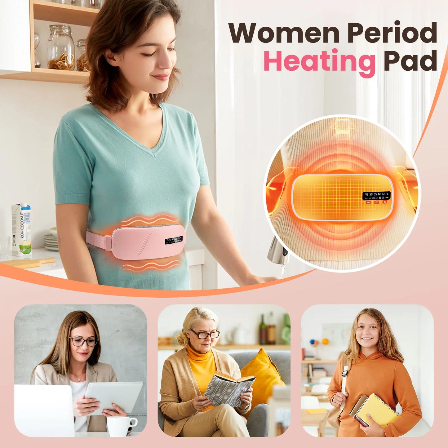PASTSKY 5 Modes Electric Heating Waist Massage Belt Menstrual Relief