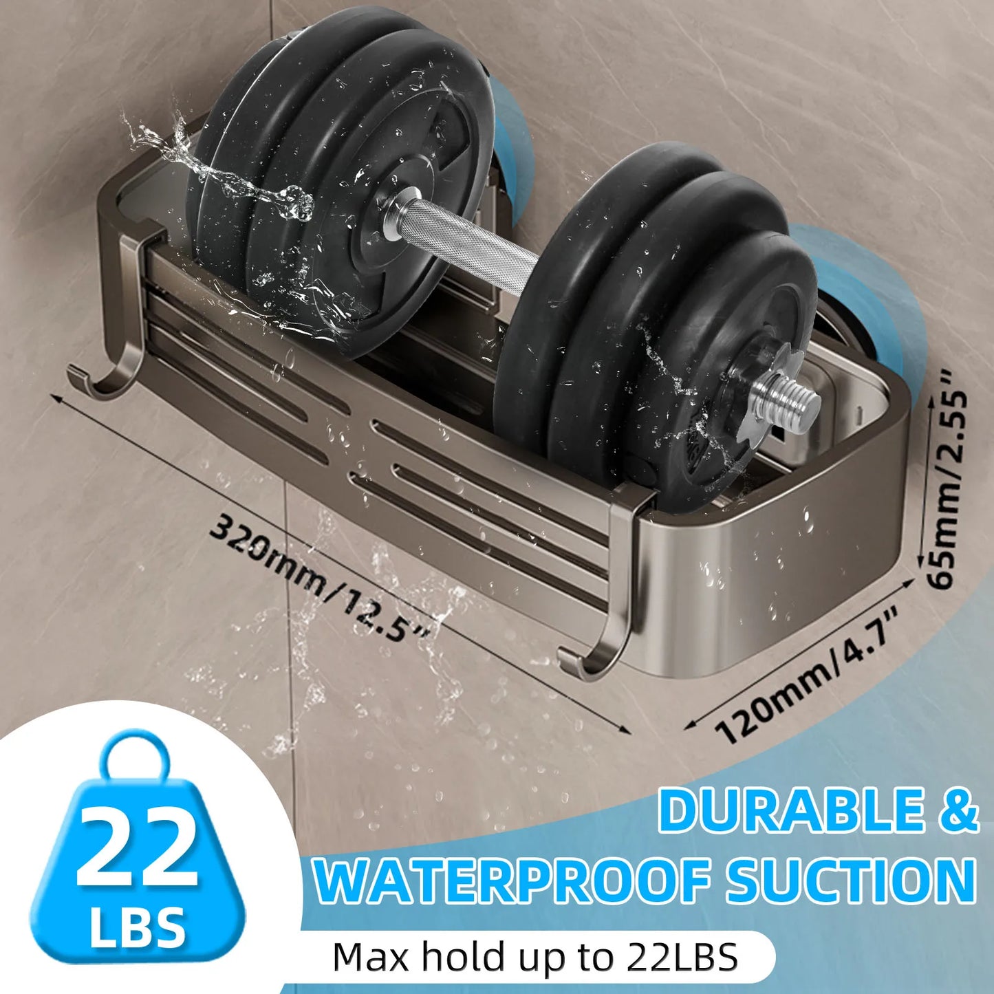 Viladepot Suction Cup Shelf Bathroom With Hooks And Towel Bar