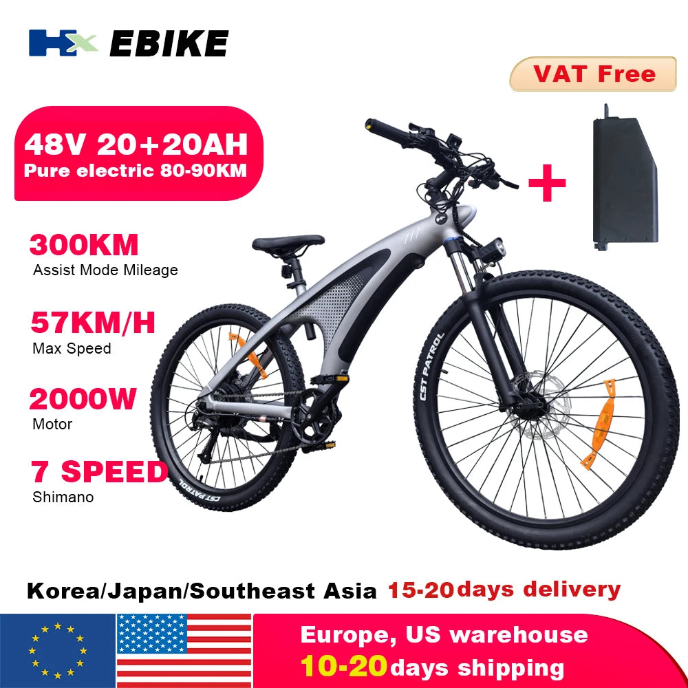 HX Q5 2000W Electric Mountain Ebike With 48V 20Ah Battery