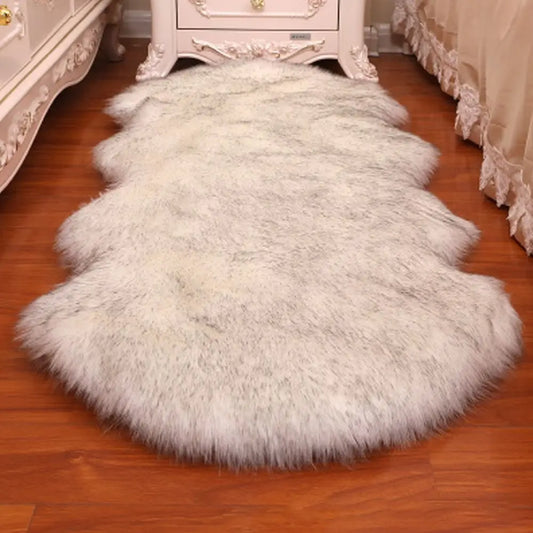 Washable Soft Faux Fur Long Hair Shag Rug Non Slip Bedroom Floor Mats