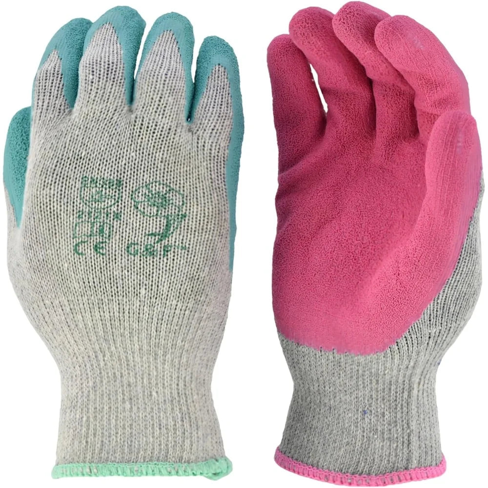 Breathable Gardening Gloves Women Non-Slip Grip 12 Pairs Rubber Coated Comfortable Lightweight Durable Weeding Planting
