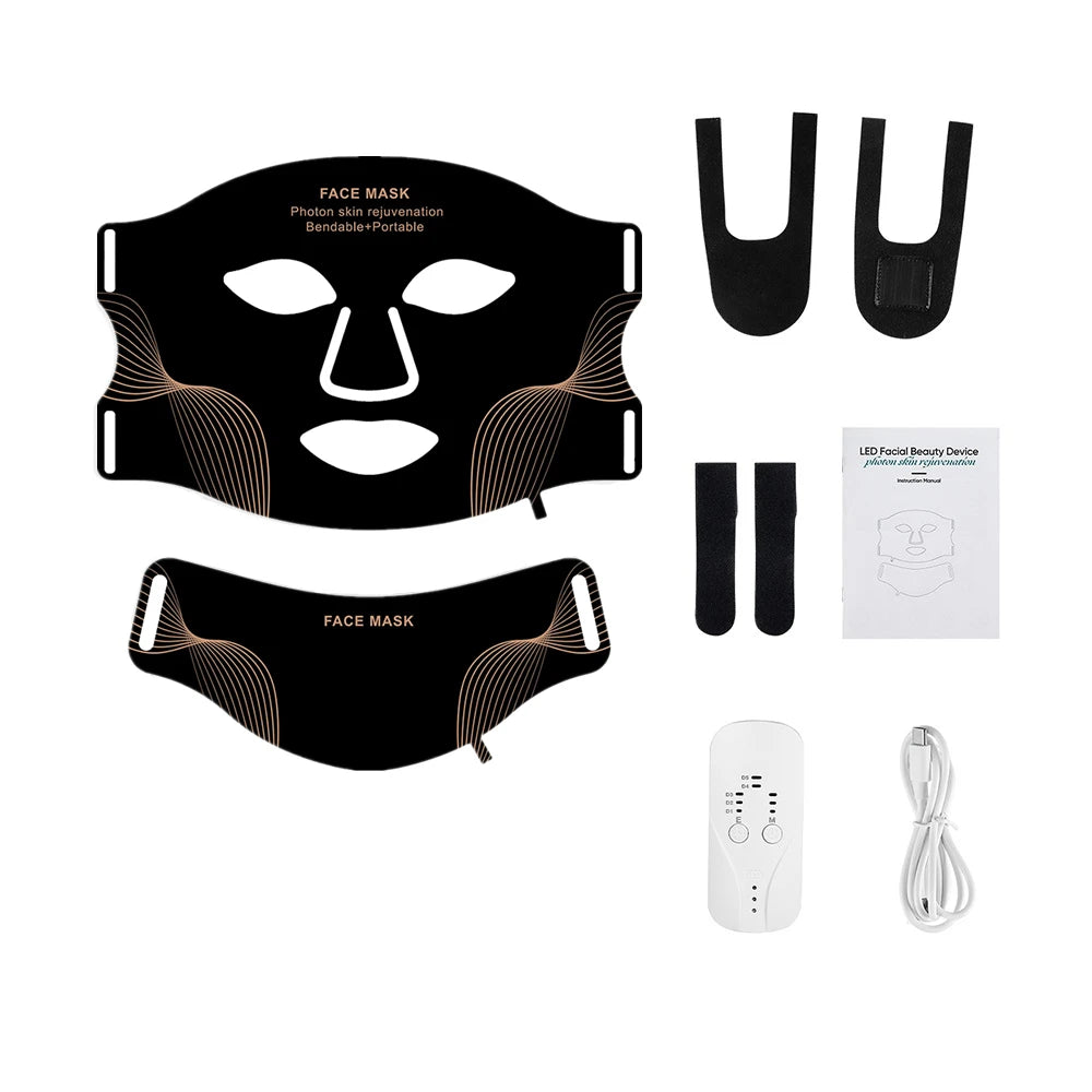 Foreverlily Silicone LED Mask With Neck 7-Color Infrared Light Therapy