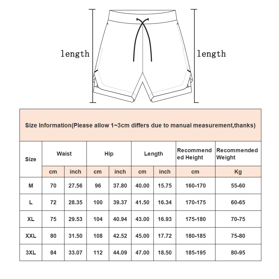 Men Running Shorts Quick Dry 2 In 1 Gymnasium Fitness