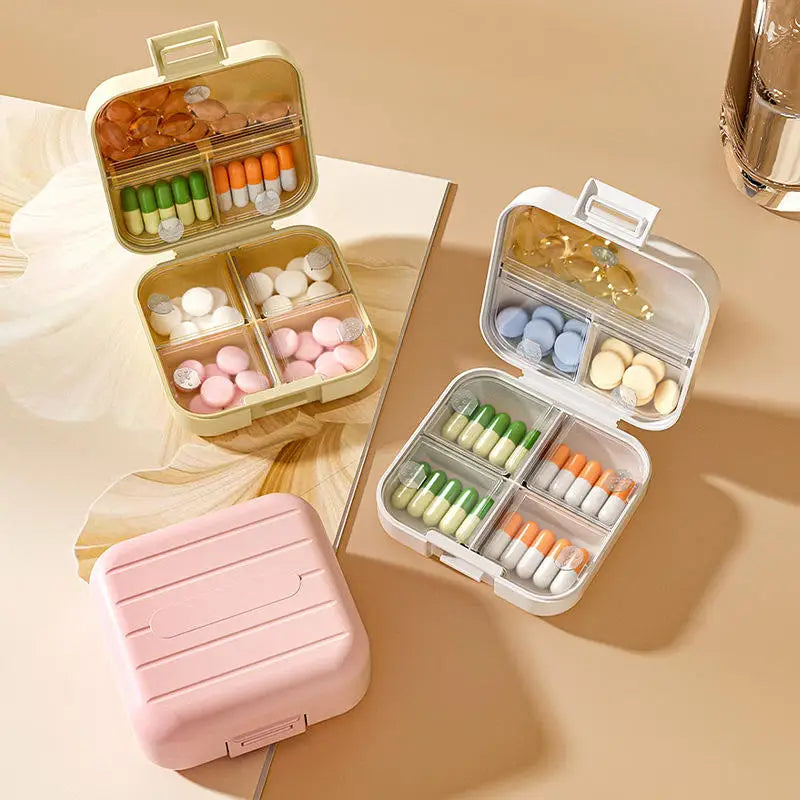 7 Grids Portable Mini Pill Box Double Sealed Medicine Storage Case Week Long Day Divided Lockable Drug Organizer Weekly 2030