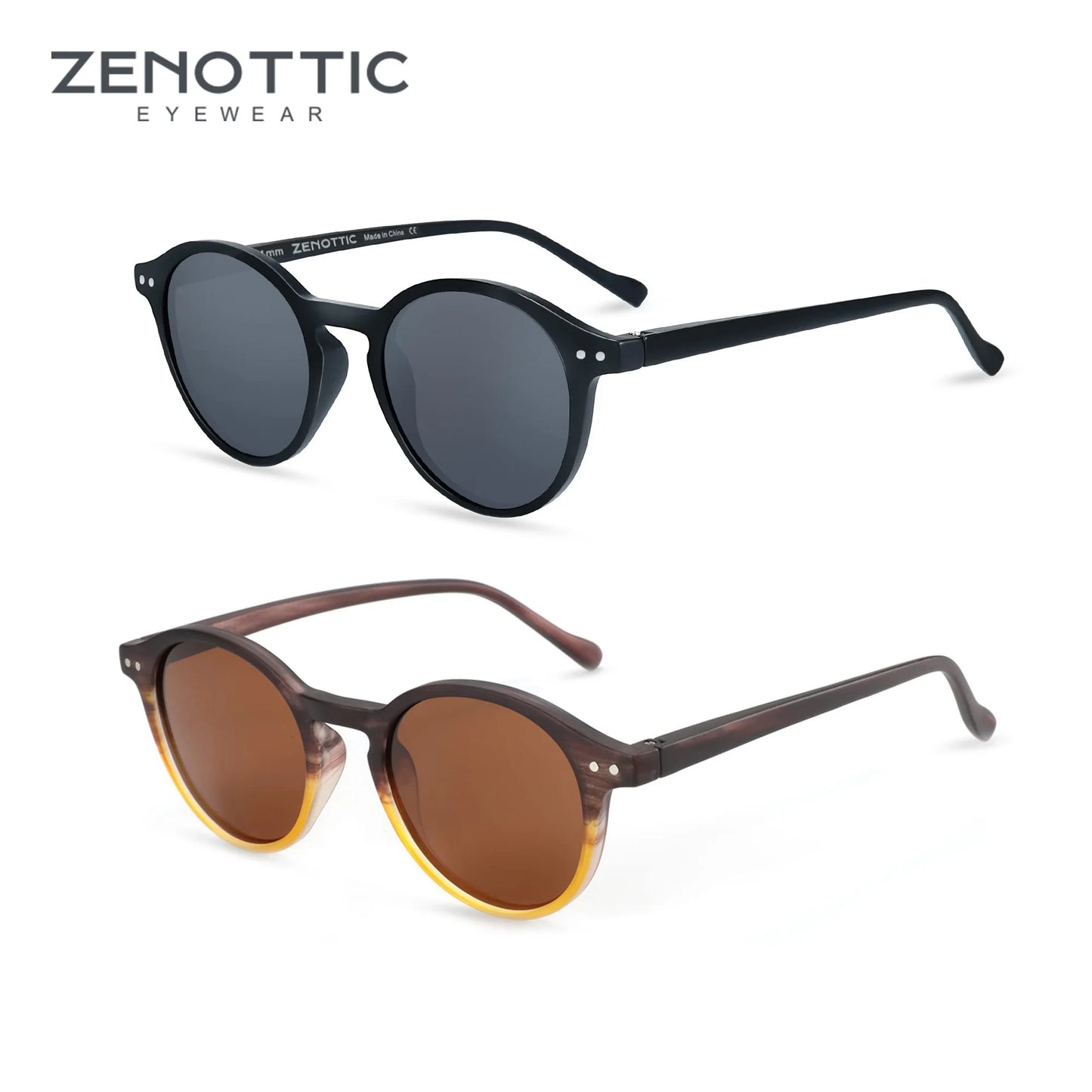 Zenottic Retro Polarized Sunglasses Vintage Round Frame UV400