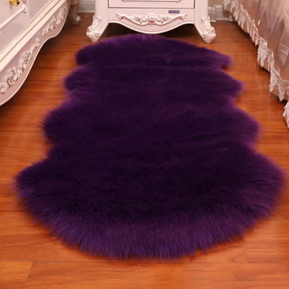 Washable Soft Faux Fur Long Hair Shag Rug Non Slip Bedroom Floor Mats