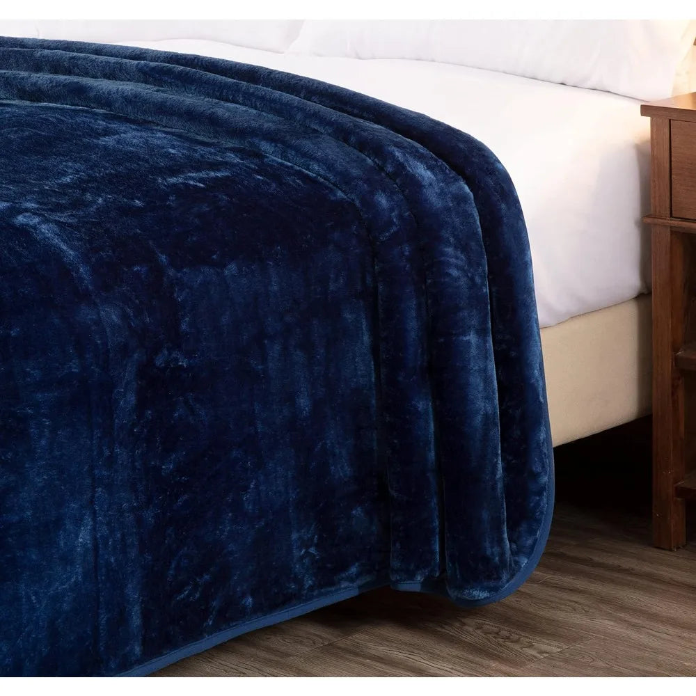 Collection Heavy Single Ply 9 Lbs Korean Style Faux Mink Blanket, 750GSM Thick Silky Soft Plush Raschel Mink Blanket, 85