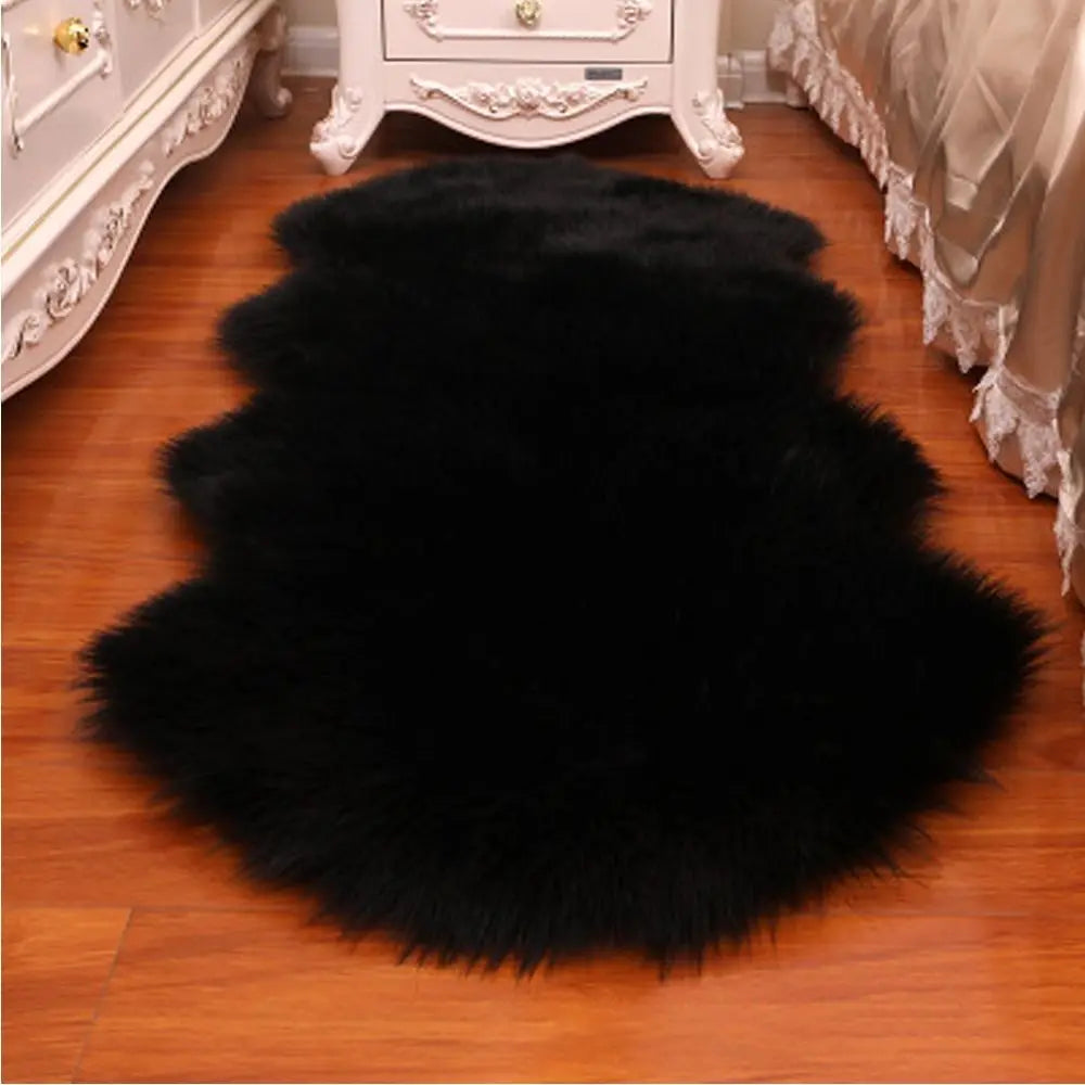 Washable Soft Faux Fur Long Hair Shag Rug Non Slip Bedroom Floor Mats