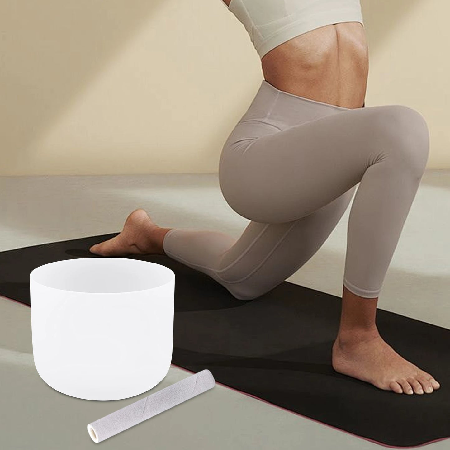 Premium Handcrafted Frosted Quartz Crystal Singing Bowl F Note MeditationHealing