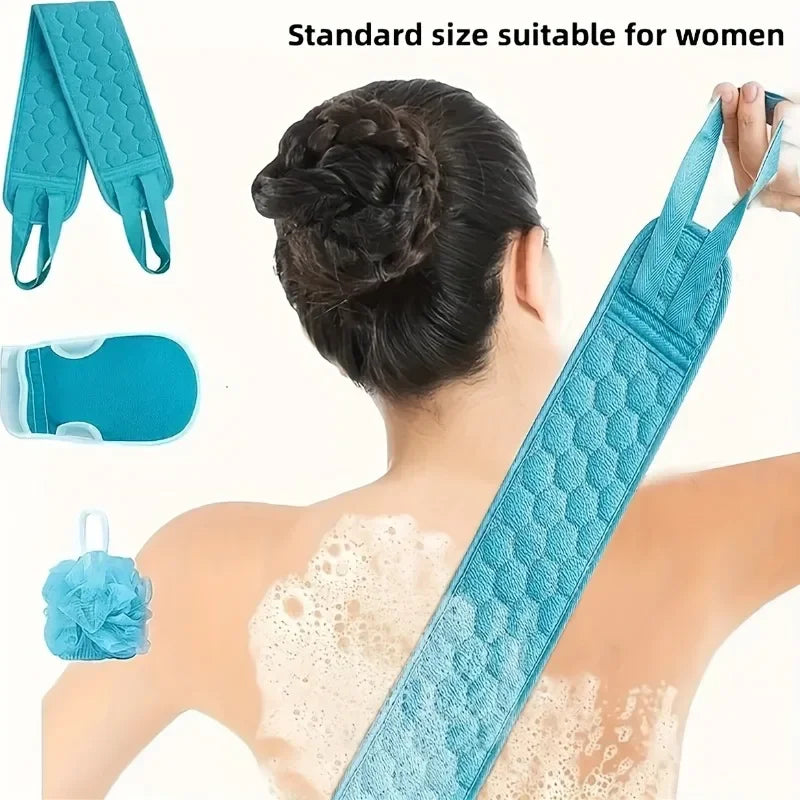 Shower Exfoliating Set With Ball Gloves Towel 3 Piece Bath Accessory