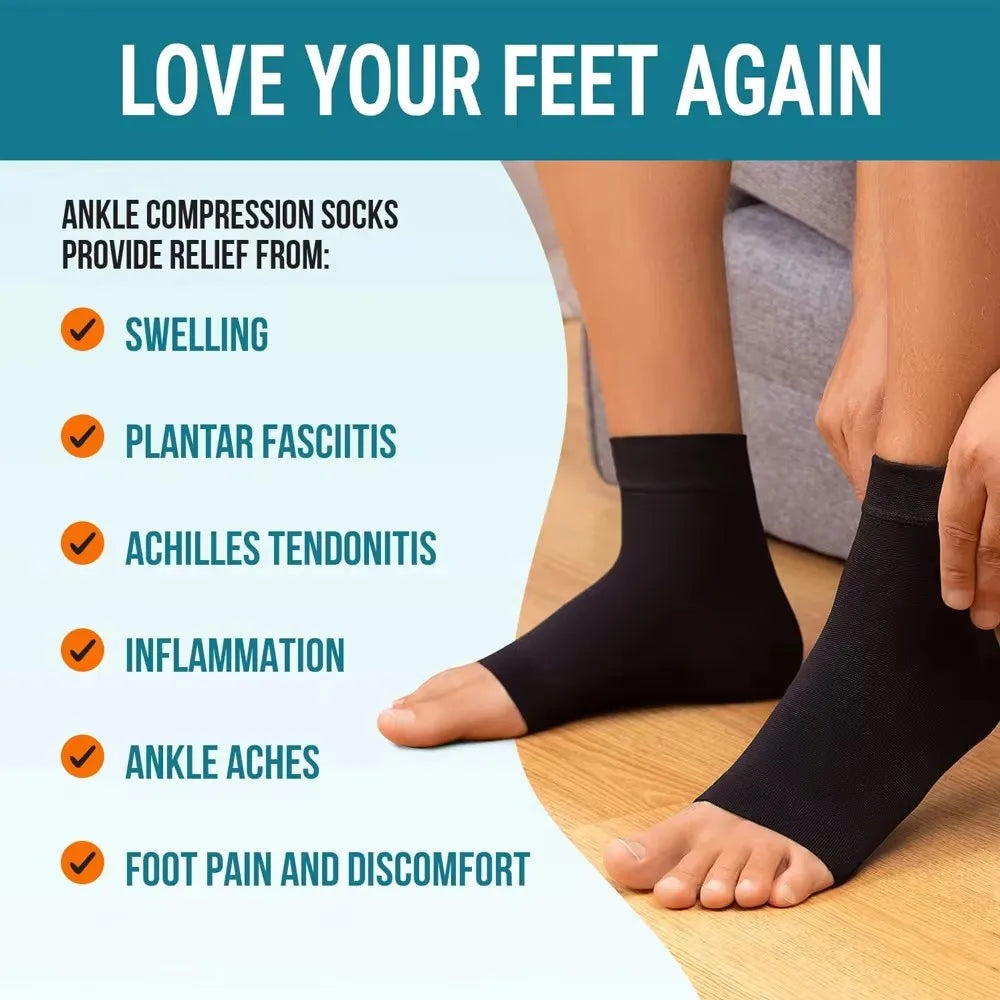 2 Pair Open Toe Compression Socks Plantar Fasciitis Relief