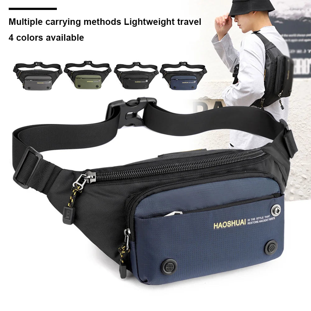 Men Sports Fanny Pack Adjustable Strap Fitness Mobile Phone Bag Wear-Resistant Marathon Fanny Pack for Outdoor Sports